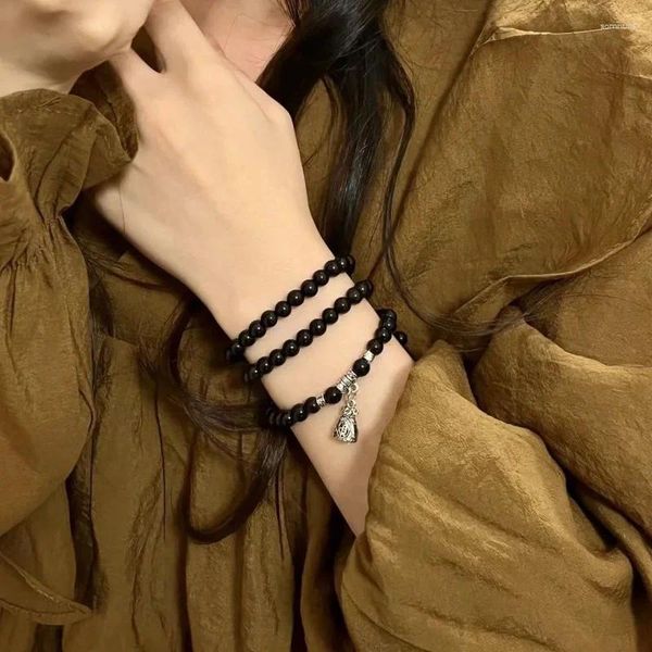 Bracelets de charme Bracelet de perles de pierre noire pour homme et femme pendentif en cristal naturel de haute qualité ensembles de bijoux de mode collier fait à la main