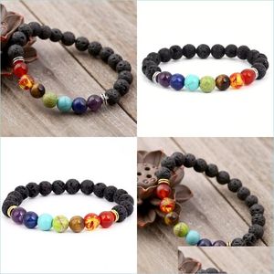 Bedelarmbanden zwarte vulkanische lava stenen armband etherische olie diffuser armbanden armbanden voor vrouwen mannen cadeau yoga kralen dhseller2010 dhhfk