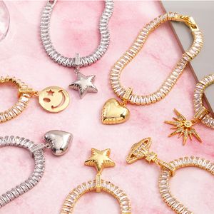 Charm Bracelets Blingbling Ballon Heart Star Happy Face Planet Earth Braclet Cubic Zirconia Clear Watch Style regalo para su fiesta Joyería de mujer 230821