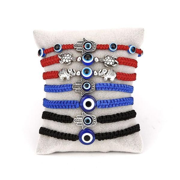 Charm Bracelets Blue Evil Eye Cadenas de cuerda trenzada para mujeres Hombres Turtle Elephant Hamsa Hand Red String Bangle Joyería de moda Drop Del Dhn5T