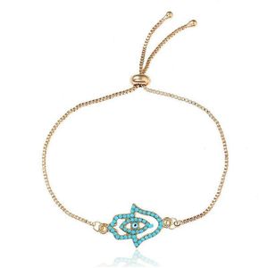 Bedelarmbanden Blue Evil Eye voor vrouwen meisjes dame mode hamsa hand fatima palm ontwerpen feest bruiloft geschenken sieraden met gouden doos dhqwj