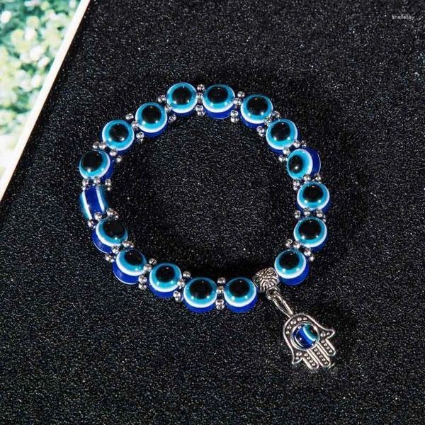 Bracelets de charme Yeux bleus Fatima Main Bracelet Femme Mode Accessoires en métal Amulette Bijoux de fête