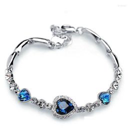 Bracelets porte-bonheur bleu coeur bracelet bracelets pour femmes de l'océan mer cristal braceletscharm Lars22 livraison directe bijoux Dhe4E