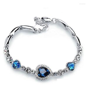 Bracelets porte-bonheur bleu coeur bracelet bracelets pour femmes de l'océan mer cristal braceletscharm Lars22 livraison directe bijoux Dhe4E