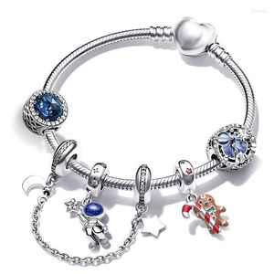 Bracelets porte-bonheur Style bleu avec perles étoiles pendentif cristal marque Bracelet pour femmes série spatiale bijoux cadeau goutte