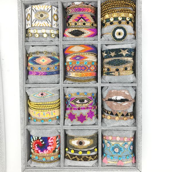 Bracelets porte-bonheur BLUESTAR femmes Bracelet MIYUKI turc oeil lèvres Pulseras Mujer Moda fait à la main cristal perle bijoux 230801