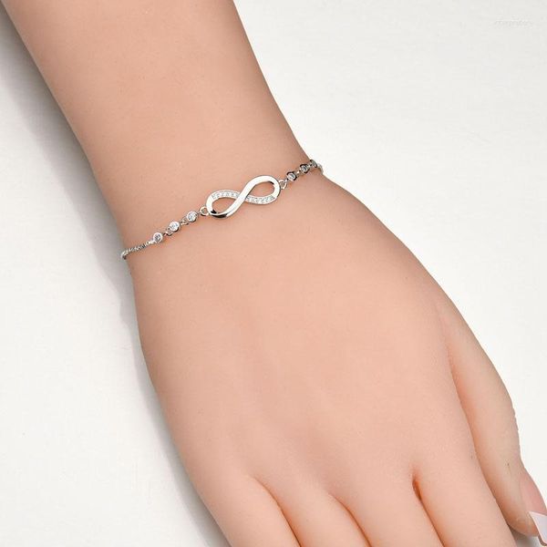 Bracelets à breloques Bracelet en cristal BOAKO Argent / Or Rose Réglable Infinity Love Pour Femmes Bijoux Armbanden Voor Vrouwen Melv22
