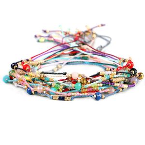 Bracelets porte-bonheur Bobo japonais MIYUKI graine de verre à facettes cristal étincelant Bracelet fait main femmes hommes multicolore cordon fin fabriqué à la main Ank