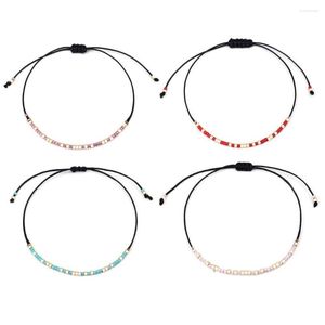 Pulseras con dijes Bobo Japonés MIYUKI Pulsera de cuentas de semillas de vidrio Mujer Chica Negro Azul Púrpura Cuentas antiguas Cuerda Trenzada Joyería ajustable