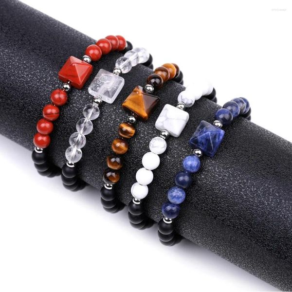 Pulseras de encanto boeycjr natural piedra pirámide joyería de moda hecha a mano pulsera de piedra de nacimiento para hombres mujeres