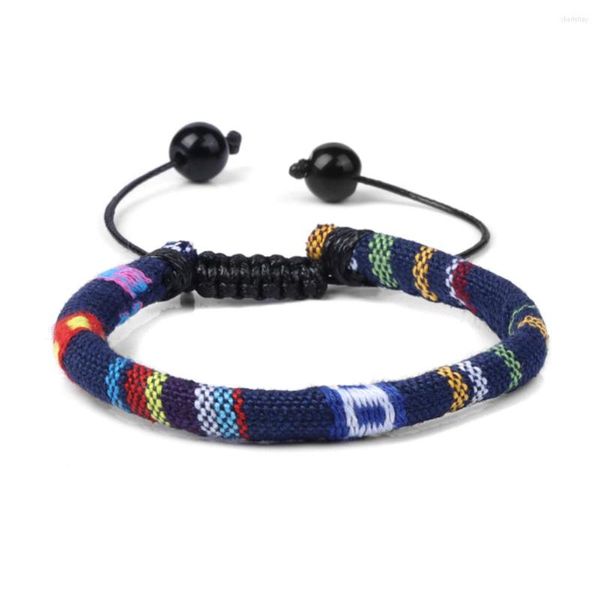 Bracelets porte-bonheur bohême tressé à la main pour femmes hommes réglable coton tissé corde Bracelet amitié cheville été plage bijoux