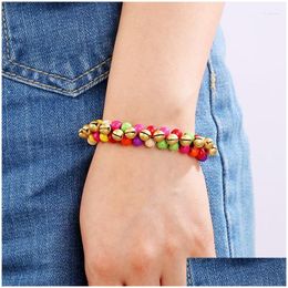 Bracelets Charm Bohemia Turquoise Pulsera de campana de cuentas de mujeres Joyas de mano inspiradas a mano de mano Femme 2023 Drop de entrega OT1VT