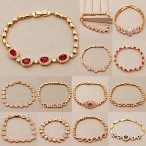 Bracelets porte-bonheur bohême avec pierre pour femmes fermoir de sécurité caché chaîne à maillons de Tension or cuivre coeur bijoux accessoires charme