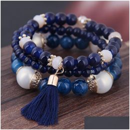Bracelets de charme Bohemian 3pcs Set Perles de pendentif à gland pour femmes Bracelet de bijoux simat