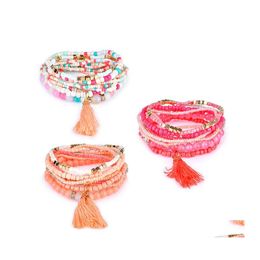 Bedelarmbanden Boheemse strand mtilayer kristal kralen kwalen tassel armbanden voor vrouwen cadeau pols mala armband sieraden in bk drop levering otgsb