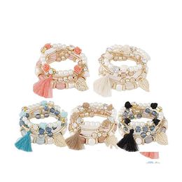 Bracelets De Charme Bohème Perlé Pour Femmes Filles Mtilayer Gland Bracelet De Mode Boho Stretch Bracelet Bijoux Accessoires Drop Deliver Dhgkq