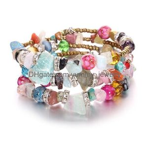 Bedelarmbanden Boheemse Kralen Bedelarmbanden Mode Nieuw Ontwerp Imitatie Kristal Steen Armbanden Voor Vrouwen Mtilayer Mannen Sieraden Cadeau Dhakv