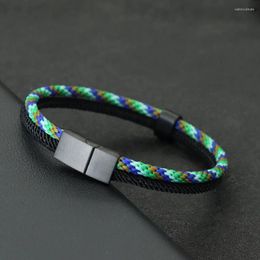 Bedelarmbanden Boheemse Bicolor Touwarmband Bangle Unisex RVS Afneembare Gesp Paracord Braslet Liefhebbers Cadeauverpakking Armband