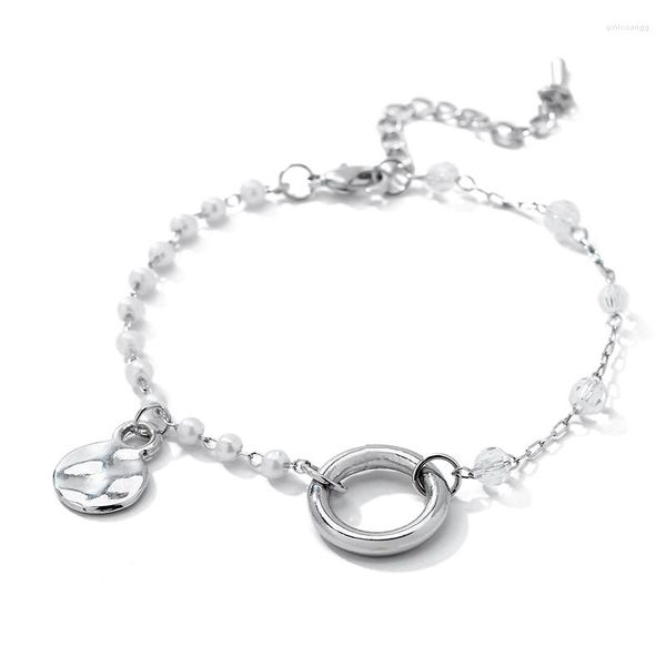 Bracelets porte-bonheur bohème grand cerceau perle cristal perle chaîne Bracelet Bracelets pour femmes alliage géométrique Femme mode bijoux