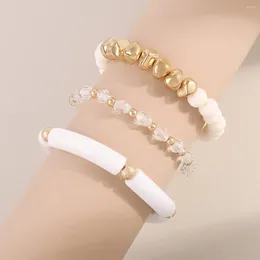 Charm Armbanden Boheemse Kleurrijke Steen Kralen Stretch Set Voor Vrouwen Mode Jelly Kleur Acryl Bamboe Armbanden Sieraden