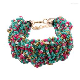 Bracelets porte-bonheur bohème croix torsadé tricoté perles colorées grosse chaîne Vintage bracelets pour femmes bracelets Maxi bijoux cadeau