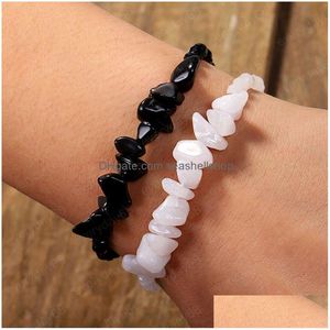 Charmarmbanden Boheemian Crystal Gravel String Bracelet Verstelbaar Natuurlijk Amethist Turquoise Indiaas Agaat voor vrouwen Sweet Jewelry Gif DHPUP