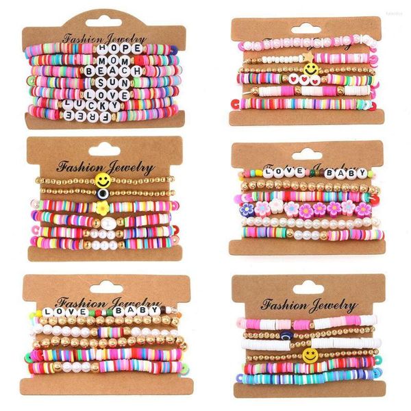 Bracelets de charme Mode Bohème Coloré Bracelet Empilable Argile Douce Poterie Superposition Amitié Perle Fille Bracelet Bijoux De Vacances Cadeau