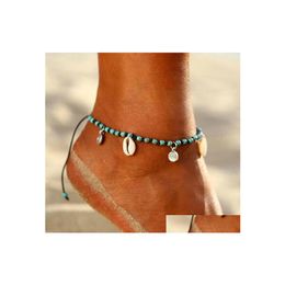 Bedelarmbanden Boheemian mode sieraden shell kralen Ankjes Summer Beach enkel Bracelet handgemaakte druppel levering DHXPC