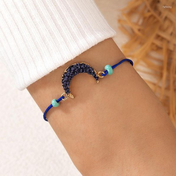 Bracelets porte-bonheur bohème lune pour femmes hommes coloré perle bleu corde à la main réglable bracelet bijoux accessoires 13613