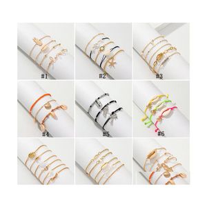 Bedelarmbanden Boheemse zeeschelpset voor vrouwen ananas Pearl -zeesterren touwtouwketens vrouwelijk Boho Hawaiian Beach Jewelry Gift DHZ50