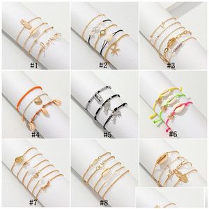 Bracelets De Charme Bohème Coquille De Mer Ensemble Pour Les Femmes Ananas Perle Étoile De Mer Chaîne Corde Chaînes Femme Boho Hawaïen Plage Bijoux Cadeau Dhxwg