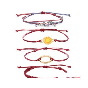 Bracelets De Charme Tournesol Bohème Tissage Réglable Bracelet Pour Femmes Hommes Bijoux Faits À La Main Amitié Corde Tressée Bracelet Dhs Drop D Dhsx3