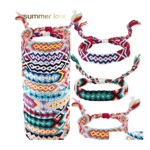 Bracelets porte-bonheur bohème fil Bracelet rétro fait à la main Boho Mticolor chaîne cordon tissé tressé amitié pour femmes hommes porte-bonheur bijou Ottmz