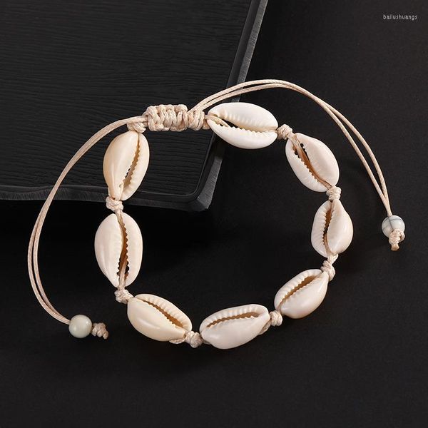 Bracelets porte-bonheur bohème à la mode naturel coquillage bracelet bracelets de cheville pour femmes bijoux plage conque coquille corde chaînes bracelet cadeau en gros