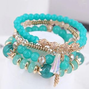 Bracelets de charme Boho Bracelets perlés en cristal pour femmes Bohème Bracelet multicouche Mode Femme 2023 Cadeau de Noël