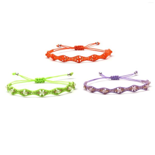 Pulseras con dijes Boho japonés Miyuki Glass Seed Beads Sparkling Crystal Single Wrap Bracelet Mujeres Hombres Verde Naranja Púrpura Joyería