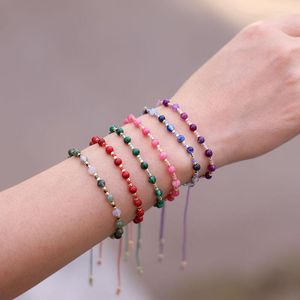 Charm Armbanden Boho Lucky String Armband Voor Vrouwen Gevlochten Verstelbare Vriendschap Braslet 4mm Kleine Kralen Stenen Armband Rode Howliet