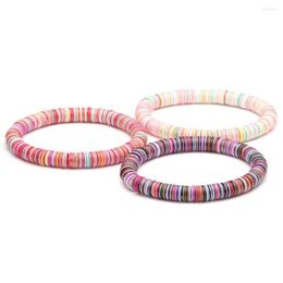 Bracelets porte-bonheur Boho multicolore éco plastique flocon Heishi Bracelet extensible femmes hommes 2023 mode mélange coloré été quotidien bijoux présent