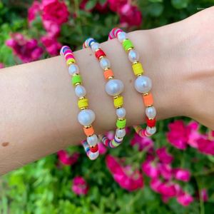 Bracelets de charme Boho Style Colorful Disc Perles Bracelet Polymer Argile Heishi Pulseras Stretch Natural Pearl Jewelry Gift For Friends