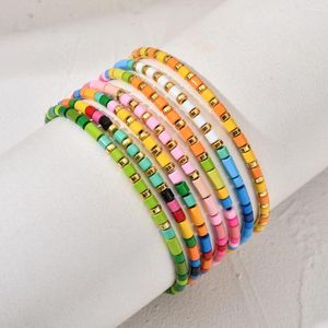 Bracelets porte-bonheur Boho tendance bracelets tendus colorés mignons petites perles de tube bracelet à bricoler soi-même bijoux pour femmes cadeau d'été