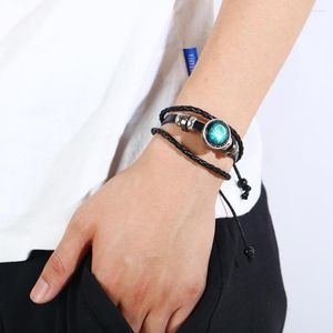 Bracelets de charme BPK019 Lumineux Douze Constellations Vachette Tissé Bijoux Ciel Étoilé Hommes Accessoires Bracelet Femme 2022 Joyeria