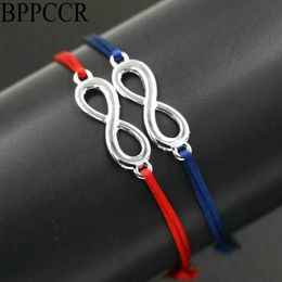 Bracelets de charme BPPCCR 2pcs / set Lucky Digital 8 Infinity Corde Rouge Corde Fil Tresse Lignes Colorées Femmes Amoureux Pulseira Jewelry222M