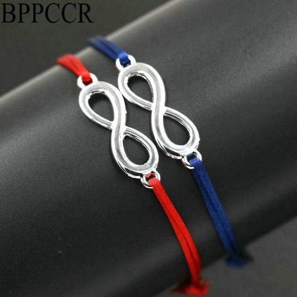 Pulseras de encanto BPPCCR 2 unids / set Lucky Digital 8 Infinity Red String Cuerda Hilo Trenza Líneas coloridas Mujeres Amantes Pulseira Jewelry275h