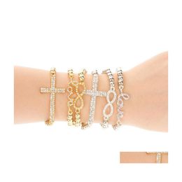 Bracelets de charme Bracelet Mode Femmes Cadeau Croix Amour Infinity Stretch Perlé Drop Livraison Bijoux Dhrqc