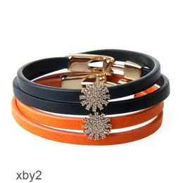 Bracelets de charme Bracelet femme T famille cuir simple flocon de neige cristal peau de vache clavicule chaîne bijoux 2024 designers