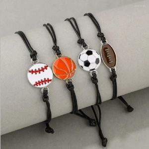 Bracelets charme bracelet pour amitié basketball rugby de baseball chaîne de corde femmes hommes bijoux de tresse à la main