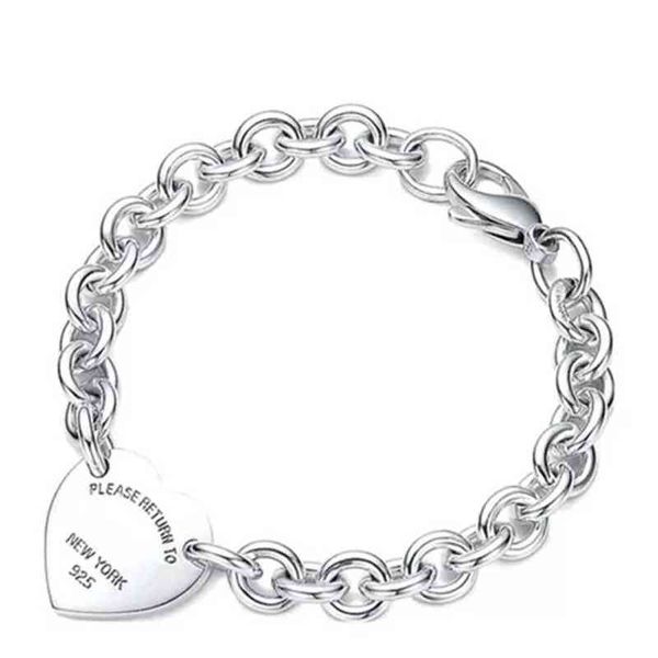 Bracelets à breloques Bracelet pour femme en argent sterling 925 pendentif en forme de coeur chaîne en forme de O haute qualité marque de luxe bijoux petite amie cadeau Co G220510