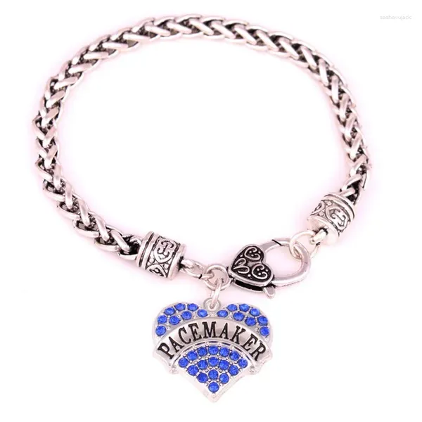 Bracelets de charme bracelet pour femmes hommes en forme de coeur cristaux sacemaker de la personnalité écrite pendentif trois types de chaîne de longueur