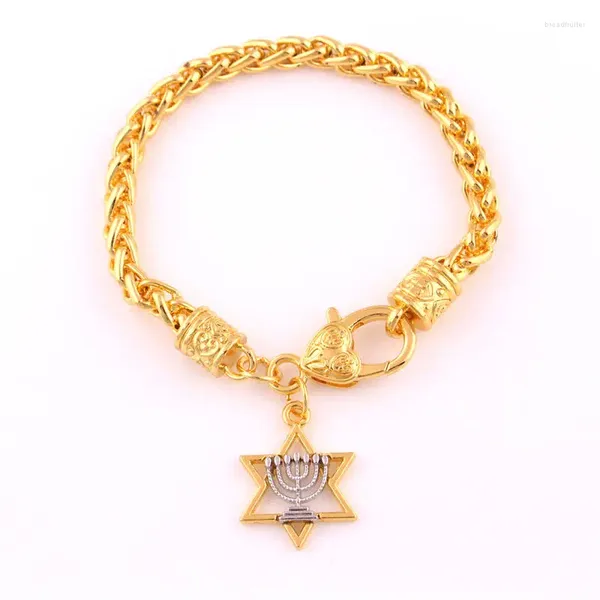 Bracelets de charme Bracelet pour femmes hommes forme d'hexagramme et conception de chandelier chaîne à maillons de blé personnalité en alliage de zinc fournir une goutte