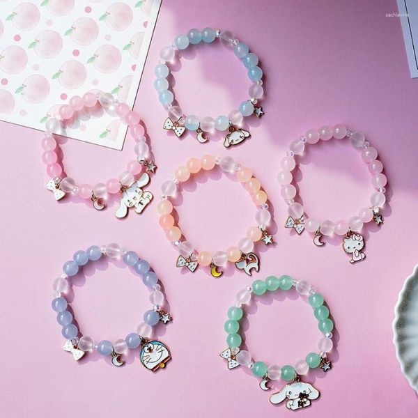 Pulseras con dijes Pulsera Joyería Versión coreana Lindo Jade Canela Perro Cristal Mujer